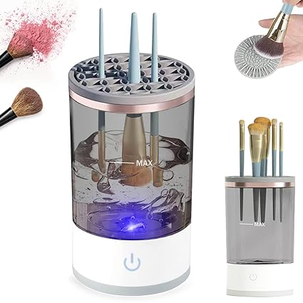 3-in-1 Electric Makeup Brush Cleaner Machine – USB Rechargeable Automatic Washer & Drying Holder for All Brush Sizes