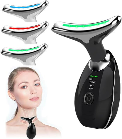 Face & Neck Massager – Anti-Wrinkle Skin Tightening Device with LED Light Therapy & 45°C Heat