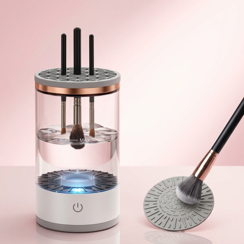 3-in-1 Electric Makeup Brush Cleaner Machine – USB Rechargeable Automatic Washer & Drying Holder for All Brush Sizes