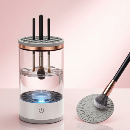 3-in-1 Electric Makeup Brush Cleaner Machine – USB Rechargeable Automatic Washer & Drying Holder for All Brush Sizes
