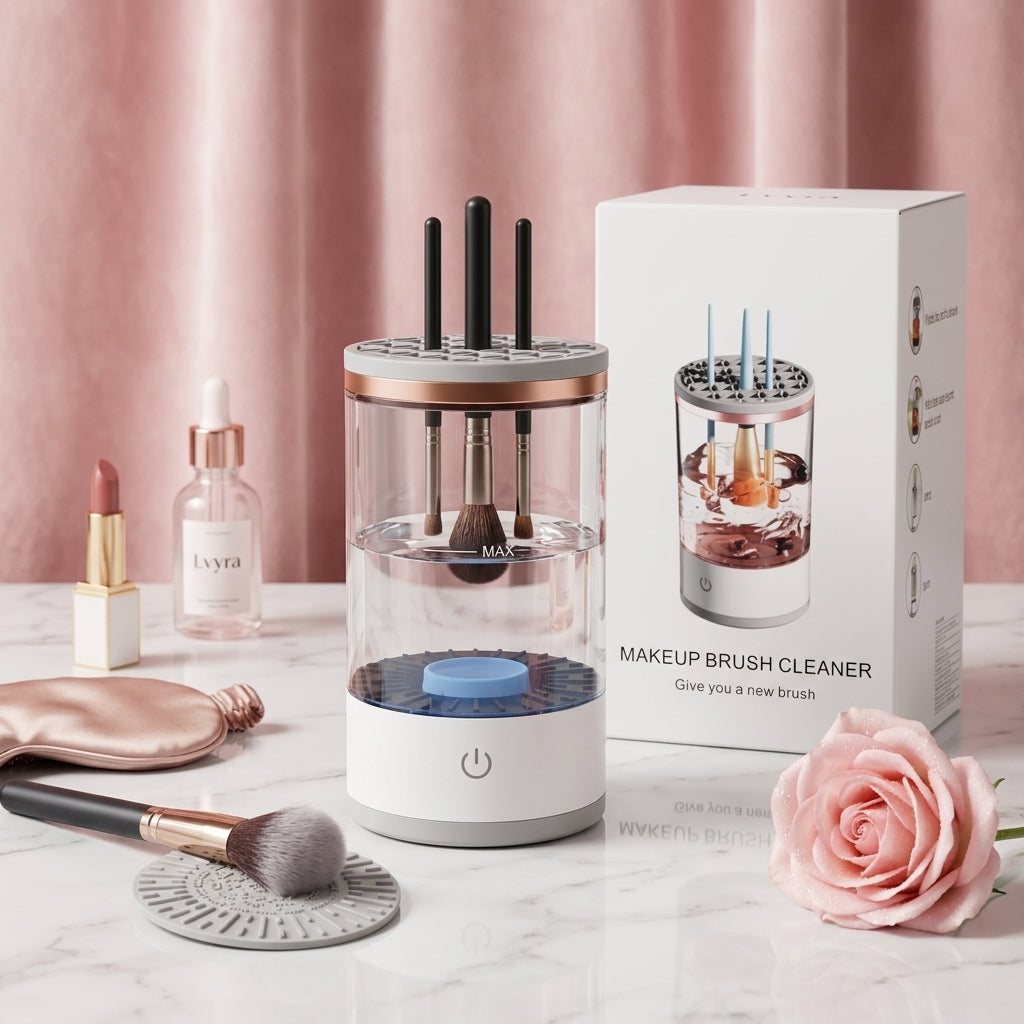 3-in-1 Electric Makeup Brush Cleaner Machine – USB Rechargeable Automatic Washer & Drying Holder for All Brush Sizes