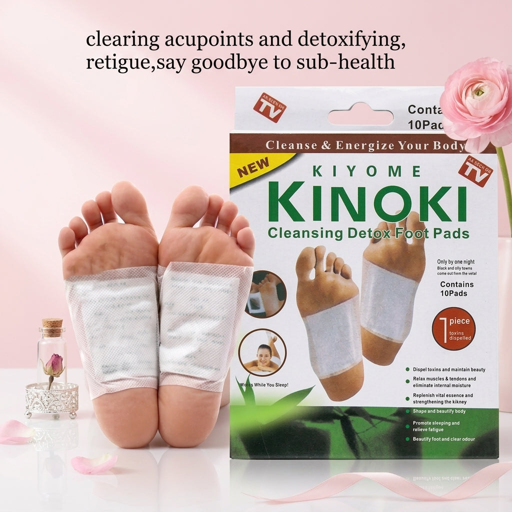 Kiyome Kinoki Detox 10 Pcs Foot Pads – Pain-Free Cleansing Patches for Night Detox, Stress Relief & Body Toxin Removal – Improves Circulation & Vital Organ Support