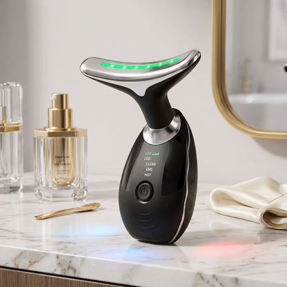Face & Neck Massager – Anti-Wrinkle Skin Tightening Device with LED Light Therapy & 45°C Heat